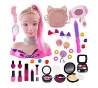 Teste da parrucchiere per bambini, capelli biondi 35 accessori per acconciatura, testa di bambola di trucco per ragazze, giocattolo per trucco e acconciatura, regalo per Natale compleanno, per 3 anni