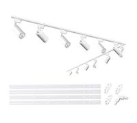 Teste Di Illuminazione Della Pista A Led 12-Luci Lampada Faretti Da Soffitto Orientabili,Faretti Led Interno 20W Track Lighting 3000K Bianco Freddo Con Binari Extra Da 4 * 1m,Cucina Moderni Ufficio