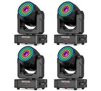 Teste Mobili Luci Palcoscenico RGB 150W, Proiettore di animazione 3D Bluetooth APP DMX512 Luce da Discoteca Moving Head 28CH Controllo Vocale per Bar DJ Club Matrimonio Feste 4PCS