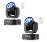 Teste Mobili Mini Moving Head Beam Luci da Palcoscenico,30W 6 in 1 Luci Discoteca RGB LED con Telecomando,DMX512 Effetto Strobo Rotazione Luce da Festa per DJ Disco Party Club Bar Natale,2PCS