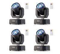 Teste Mobili Mini Moving Head Beam Luci da Palcoscenico,30W 6 in 1 Luci Discoteca RGB LED con Telecomando,DMX512 Effetto Strobo Rotazione Luce da Festa per DJ Disco Party Club Bar Natale,4PCS