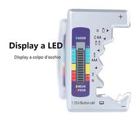 Tester Batterie Pile con Display LCD AA, AAA, C, D, N, 1,5 V, 9 V, a bottone
