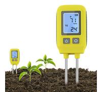 Tester del terreno 4 in 1 ad alta precisione con display LCD | Test di azoto, fosforo, potassio e temperatura for la cura di giardini, prati e piante agricole