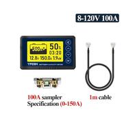 Tester della batteria, Contatore di Coulomb DC8-120V Indicatore di capacità a batteria Tense Corrente 50A/100A/350A/500A Contatore di Coulomb for auto elettrica(100A(0-150A))
