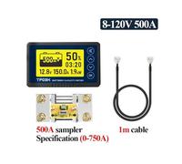 Tester della batteria, Contatore di Coulomb DC8-120V Indicatore di capacità a batteria Tense Corrente 50A/100A/350A/500A Contatore di Coulomb for auto elettrica(500A(0-750A))