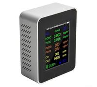 Tester dell'aria Wifi all'avanguardia che fornisce letture dettagliate su più inquinanti tra cui HCHO e monitora anche i livelli di temperatura e umidità (nero)