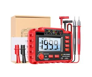 Tester di Resistenza D'isolamento Mh11 500v 1000v Display | Abs, Gomma e Ottone, Indicazione Alta Tensione e Circuito Completo, Rosso, Uso Esterno