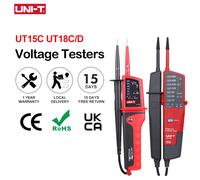 Tester di tensione UNI-T UT18C UT18D UT15C Rilevatore di tensione di continuità della sequenza di fase Display LCD Gamma automatica Misuratore impermeabile IP65