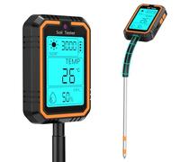 Tester di umidità per piante 4 in 1 con PH/temperatura/umidità/luce, tester digitale PH terreno con due sonde per giardinaggio/fattoria/prato/piante da interno ed esterno, ricarica USB-C