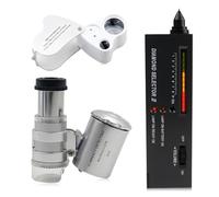 Tester Diamanti: Penna Tester Diamante Con 2 Pezzi 30X 60X Lenti D'ingrandimento Mini LED Pieghevole Ingrandimento, Testers Di Diamanti Ad Alta Precisione Testers per Diamante