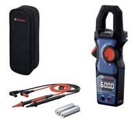 Tester elettrico Bosch Professional GMC 600-15 (Pinza amperometrica True RMS, corrente alternata fino a 600 A, tensione fino a 600 V AC/DC, 2 x 1,5 V LR06 (AA), puntali di misurazione MS 90, custodia)