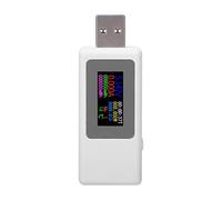 Tester per caricabatterie USB, misuratore di corrente e tensione con batteria e temporizzazione a 4 cifre di precisione, con display LCD a colori ad alta definizione per il monitor (Bianca)