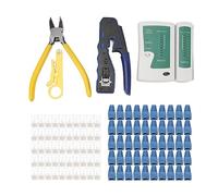 Tester per cavi di rete Kit di strumenti per crimpatura pinza RJ45 con connettori passanti da 50 pezzi Spellafili per professionisti della rete di computer Costruzione in acciaio