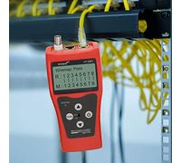 Tester per cavi di rete LCD digitale multifunzionale per linee Cat5e Cat6 RJ11 RJ45 e coassiali, strumento di misurazione della lunghezza del cavo con adattatore remoto per