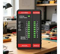 Tester per cavi Ethernet e linee telefoniche, compatibilità da RJ45 CAT5e a CAT7, display con mappatura pin LED, architettura split per test a lunga distanza, strumento ABS compatto per elettricisti