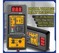 Tester per relè automobilistico per relè a 4 pin e 5 pin, analizzatore di tensione digitale 12 V-24 V con indicatore di guasto a LED, impugnatura a clip in silicone, integro stabile
