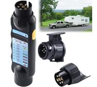 Tester per rimorchio, 7 pin, presa di prova, dispositivo di prova, gancio di traino con connettore da 13 a 7 poli e adattatore da 7 a 13 poli per illuminazione rimorchio da 12 V per la risoluzione dei