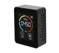 Tester Portatile For Rilevatore Di Anidride Carbonica For Monitoraggio Della Qualità Aria PPM Misuratore CO2 Termometro E Igrometro In Uno Monitoraggio Multifunzione(Black)