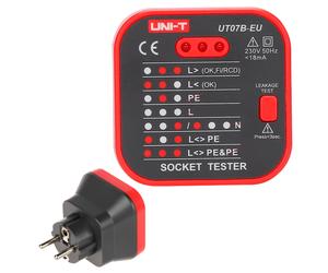 Tester prese elettriche UNI-T UT07B schuko prova terra tensione collegamento