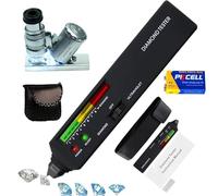 Tester professionale per diamanti con luce UV, mini ingrandimento 60x, penna tester per gioielli, selettore professionale di diamanti per principianti ed esperti (batteria inclusa)