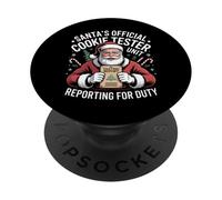 Tester ufficiale dei cookie di Babbo Natale che segnala per il dovere di Natale PopSockets PopGrip Adesivo