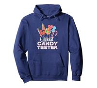 Tester Ufficiale di Caramelle | Lecca Lecca di Halloween | Dente Dolce Felpa con Cappuccio, Unisex per Adulti, Navy, L