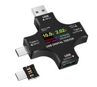 Tester USB 2 in 1 con Schermo IPS a Colori, Multimetro Digitale per Corrente, Tensione, Potenza e Capacità, Supporta PD2.0/PD3.0/QC/AFC/SCP, Rilevatore Avanzato per Caricatori Rapidi