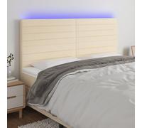 Testiera a LED Crema 180x5x118/128 cm in Tessutomoderno con doghe