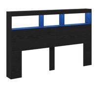 vidaXL Testiera con Contenitore a LED Rovere Nero 160x17x102 cm, testiera con LED, Testata, Testata con LED, testiera, Testata con Contenitore