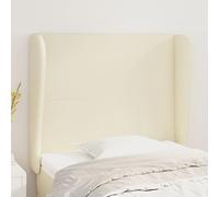 Testiera con orecchie, crema, 83 x 23 x 118/128 cm, in similpelle, regolabile in altezza, testiera per il comfort durante la lettura, facile da montare