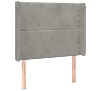 Testiera con orecchie in grigio chiaro, 83 x 16 x 118/128 cm, in velluto, moderna e confortevole, per letti, design elegante per camera da letto e soggiorno, superficie morbida in velluto per il