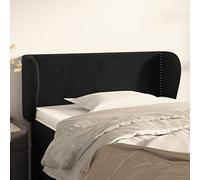 Testiera con orecchie in velluto nero, 83 x 23 x 78/88 cm, con morbida imbottitura, dona alla vostra camera da letto un look lussuoso ed elegante