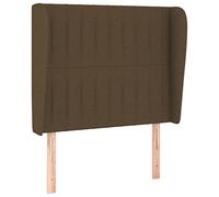 Testiera con orecchie marrone scuro, 93 x 23 x 118/128 cm, tessuto - Testiera di lusso per il letto, rivestimento in tessuto morbido per il comfort, facile da montare, ideale per camera da letto e