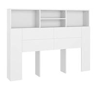 AX Testiera Letto Bianco 140x19x103.5cm Libreria Testata Pregiato Legno + 811862