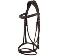 Testiera Contrast in morbido cuoio con ricamo a contrasto su frontalino e redini