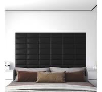 Testiera da parete in tessuto nero, 30 x 15 cm, 12 pezzi, moderna decorazione per la camera da letto, con forma chiara e facile montaggio