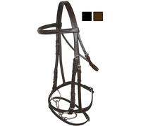 Testiera Daslö in cuoio e capezzina con stringibocca completa redini in gomma Da