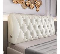 Testiera imbottita in ecopelle per letto matrimoniale/queen/king size, morbido design trapuntato con bottoni, cuscino di supporto per un sonno confortevole, colore: bianco, 180 cm