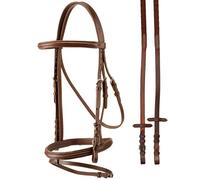 TESTIERA In cuoio con frontalino e capezzina inglese profilati MARRONE FUL