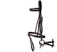 TESTIERA In cuoio con frontalino e capezzina inglese profilati NERO PON