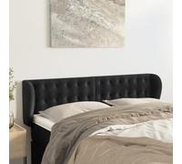 Testiera in velluto nero con orecchie per telaio del letto, regolabile in altezza, 147 x 23 x 78/88 cm, stabile schienale imbottito in legno, design classico