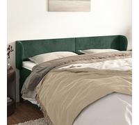 Testiera in velluto verde scuro con orecchie, 163 x 23 x 78/88 cm, altezza regolabile, design robusto per camera da letto, cuscino classico da parete
