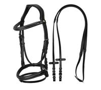 Testiera inglese anatomica in cuoio con frontalino e capezzina imbottiti Equestr