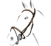 Testiera inglese in cuoio con clincher oro rosa senza redini Equestro