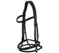 Testiera inglese in cuoio con fibbie inox placcate nere Equestro