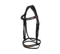 Testiera inglese in cuoio modello Snaffle Rose Gold con filetto decorato in oro