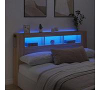 Testiera LED Larryhot in rovere Sonoma 180x18,5x103,5 cm, in legno ingegnerizzato, resistente e durevole, stile decorativo, facile da montare Questa classica testiera a LED dal design elegante dona al