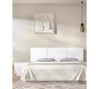 Testiera Letto Croda, Spalliera, Testata per Camera da Letto, Poggiatesta, 157x34 h96 cm, Bianco