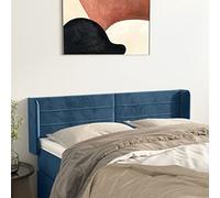Testiera Letto Una Piazza E Mezza Spalliera Velluto Blu Scuro 147x16x78/88 cm per Camera Degli Ospiti Camere Da Letto