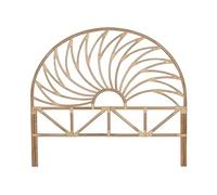 Testiera per letto da 135 a 150 cm, in rattan, a forma di sole, con gambe, 153 x 3,5 x 138 cm